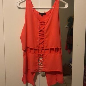 Bright coral blouse